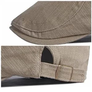 2 Pack Cotton Ivy Flat Cap Newsboy Hat Gatsby Cabbie Driving Hat for Men Black/Grey - ivy hat
