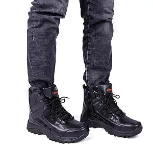 Ansbowey Men's Military Tactical Boots Lightweight Outdoor Hiking Backpacking Boots 13 A1905 Brown 6" Ykk Side Zip - black