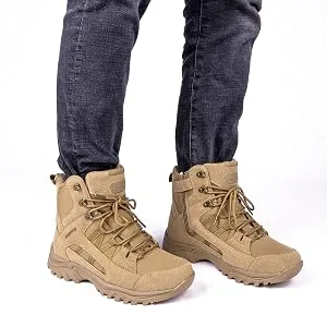 Ansbowey Men's Military Tactical Boots Lightweight Outdoor Hiking Backpacking Boots 13 A1905 Brown 6" Ykk Side Zip - brown