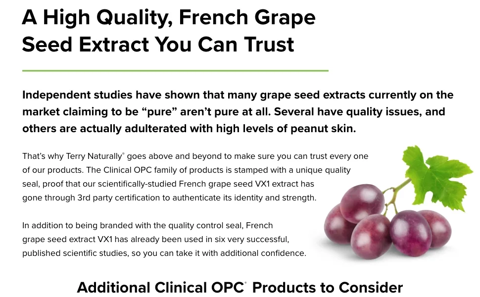 Terry Naturally Clinical OPC Heart - 60 Capsules 2 Pack - 600 mg Grape Seed Complex - - Supports Overall Cardiovascular Function - Non-GMO Gluten Free - 40 Total Servings - High Quality