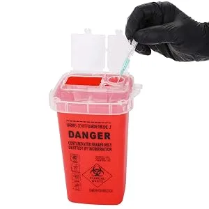 DOWEI Sharps Disposal Container 5 Pack Biohazard Needle Disposal Container 1 Quart Size for Supplies Accessories - Sharps Box