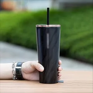 ALINK 12-Pack Reusable Black Straws 10.5" Long Hard Plastic Tumbler Replacement Straws with Cleaning Brush 10.5 inches - 8945