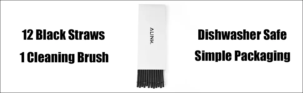 ALINK 12-Pack Reusable Black Straws 10.5" Long Hard Plastic Tumbler Replacement Straws with Cleaning Brush 10.5 inches - fasdf