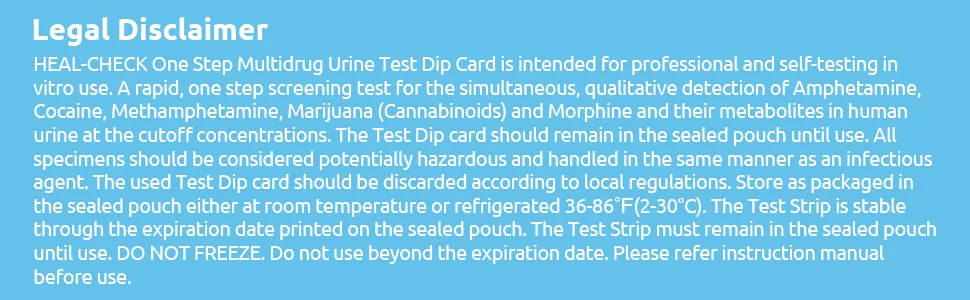 Multi-Drug Urine Test Screen Dip Card 5 Panel at Home Instant Drug Tests Kit-5 Pack - Disclaimer