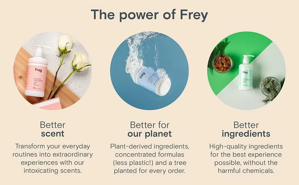 FREY Natural Liquid Fabric Softener - 2 Pack Fabric Conditioner Keeps Clothing Looking Feeling and Smelling Better (Cedarwood/Bold Fragrance) - laundry, detergent, plant-based, plant-derived, less plastic, natural, ingredients, no chemicals