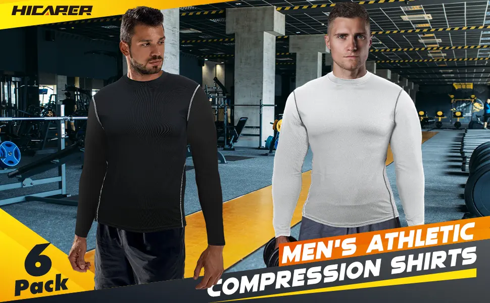 Hicarer 6 Pack Men's Athletic Compression Shirts Dry Athletic Workout Running Shirts Long Sleeve Top Sport Shirts Multicolor XX-Large - product information 1