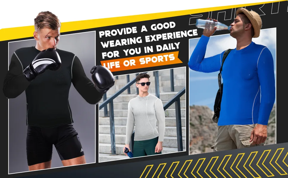 Hicarer 6 Pack Men's Athletic Compression Shirts Dry Athletic Workout Running Shirts Long Sleeve Top Sport Shirts Multicolor XX-Large - product information 4