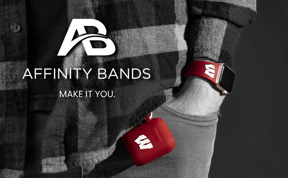 AFFINITY BANDS Wisconsin Badgers HD Case Cover Compatible with Apple AirPods Gen 1 & 2 (Random) - Wisconsin watch bands