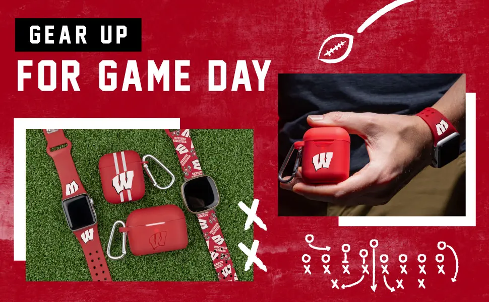 AFFINITY BANDS Wisconsin Badgers HD Case Cover Compatible with Apple AirPods Gen 1 & 2 (Random) - Wisconsin watch bands