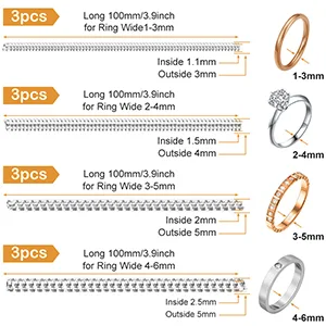 ARCUAT Ring Sizer Adjuster for Loose Rings 12 Pack 4 Sizes Invisible Clear Silicone Ring Guard for Women Men Ring Resizer Tightener Spacer Fitter for Too Big Ring Make Ring Smaller without Resizing - ring adjuster a+3