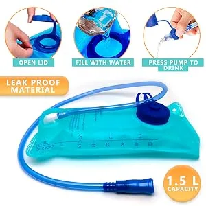 Water Bladder for Hiking Backpack - 1.5 Liter Hydration Bladder Leak Proof Drink Bottles Water Bags for Camping Backpack - Water Pouch Hydration Bag Backpack Water Bladder Hiking Accessories KSI - hydration pack hydration bladder water bladder hydration packs water bag hiking accessories