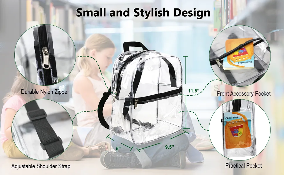 Clear Backpack Stadium Approved Heavy Duty Cold-Resistant Transparent PVC Backpack with Work Security Travel & Stadium(Pink) - clear mini backpack
