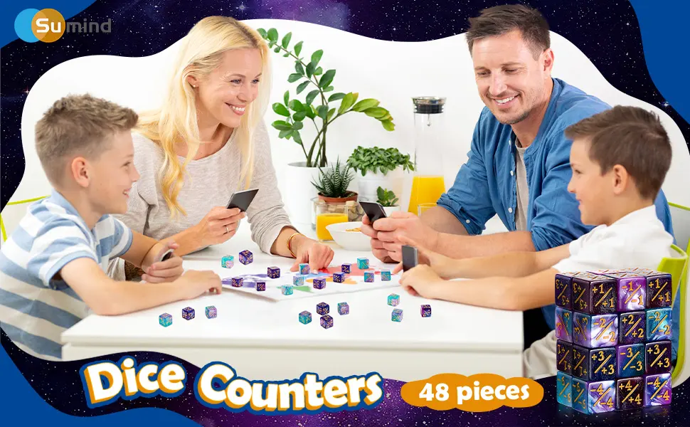 48 Pieces Dice Counters Token Dice D6 Dice Cube Loyalty Dice with 2 Storage Bags Compatible with MTG CCG Card Gaming Accessory 4 Styles - product information 1