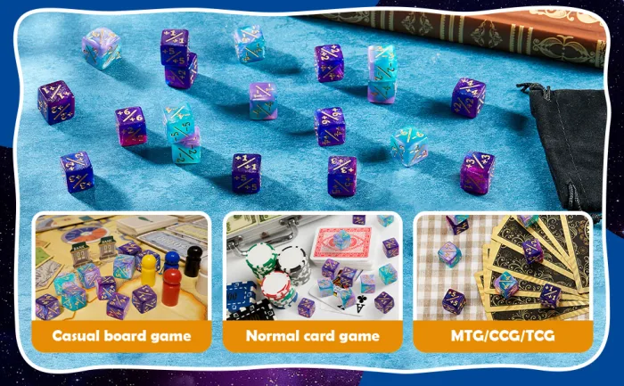 48 Pieces Dice Counters Token Dice D6 Dice Cube Loyalty Dice with 2 Storage Bags Compatible with MTG CCG Card Gaming Accessory 4 Styles - product information 3
