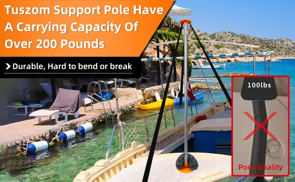 Tuszom Boat Cover Support Pole 2 Pack with Straps Storage Bag Sandbag - boat cover support pole