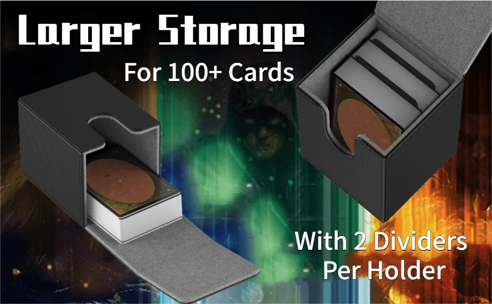 MIXPOET Deck Box compatible with MTG Cards Trading Card Case with 2 Dividers per Holder Large Size for 100+ Cards - The Elementals (Green) - Large Size for 100+ Cards