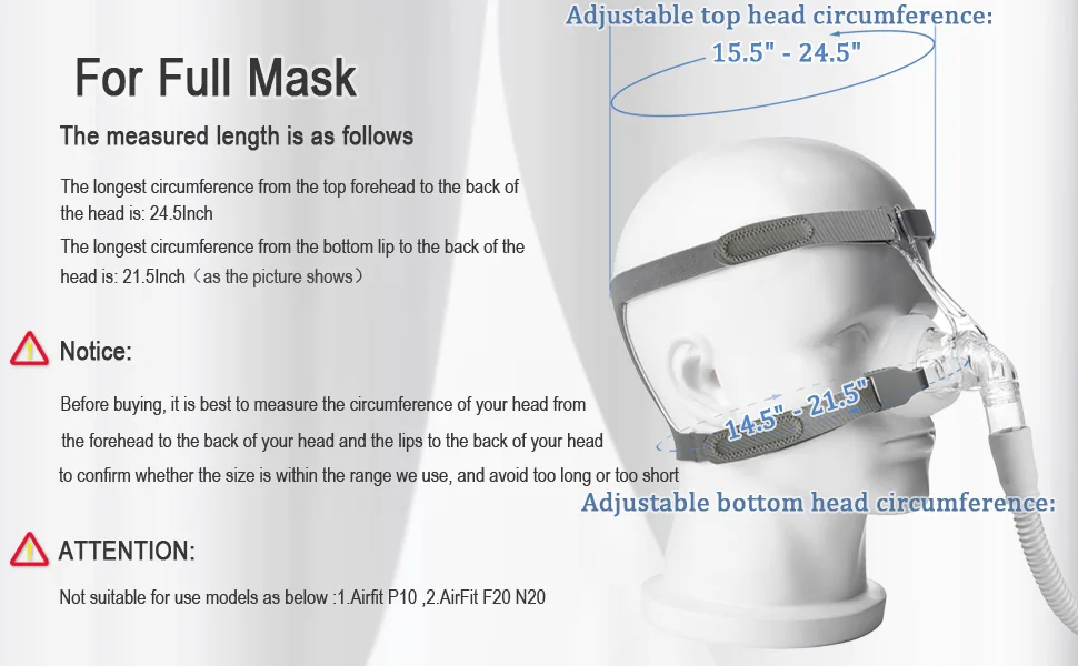 Replacment Headgear Strap for Resmed Air Philips Respironics Nasal Pillow Universal CPAP Full Face Mask(2 Packs) - headgear strap