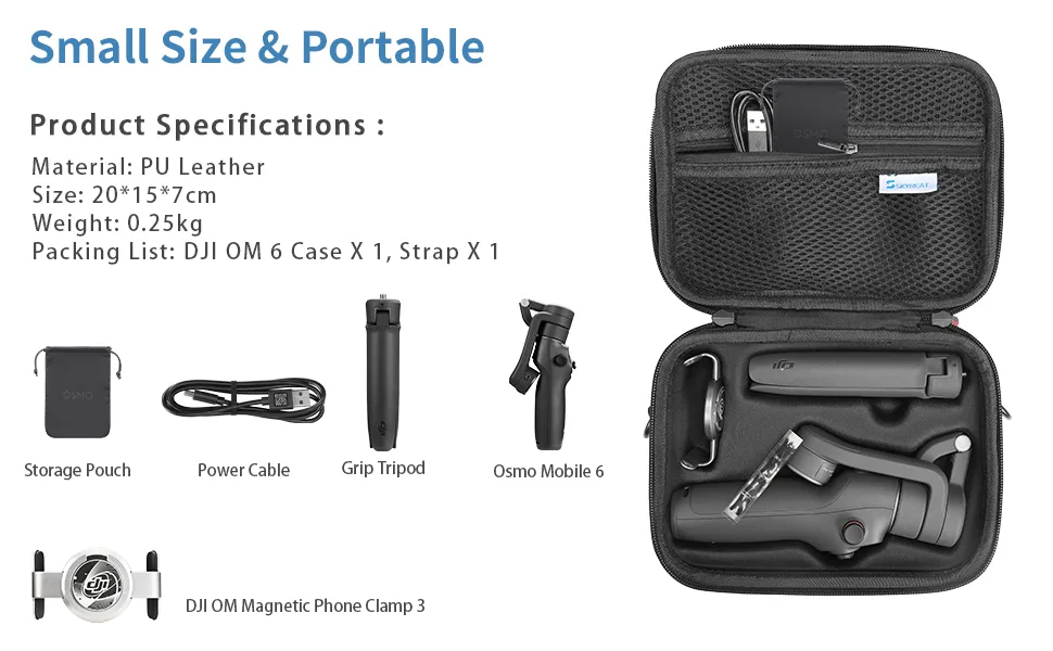 Skyreat Osmo Mobile 6 Case PU Leather Portable Storage OM 6 Case Shoulder Bag for DJI OM 6 Smartphone Gimbal Stabilizer Accessories - dji om 6 case