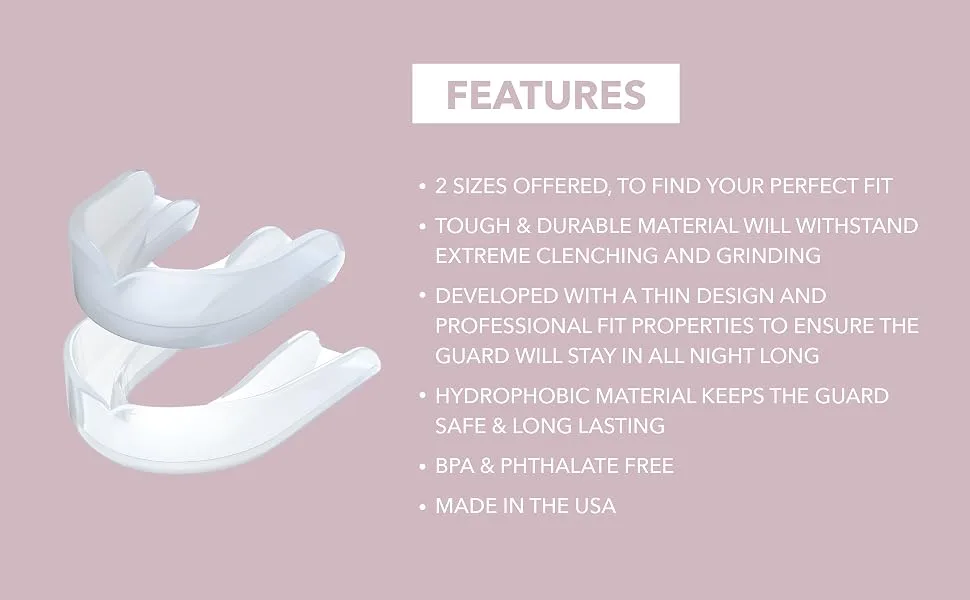 Mouth Guard - Pack of 4 Moldable Mouth Guards (Pink) for Clenching Teeth at Night Grinding and Bruxism - 2 Sizes Includes Ventilated Storage Case - Features