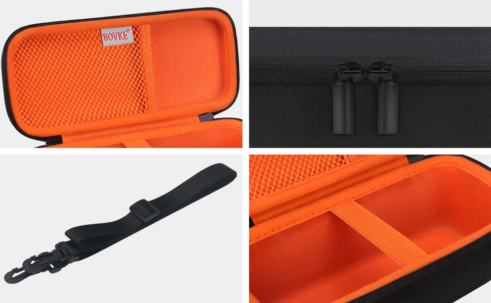 BOVKE Carrying Case Compatible with Bushnell Wingman Golf GPS Bluetooth Speaker Extra Mesh Pocket for Charging Cables and Accessories Black A_Black (+ Belt) - Superior Materials