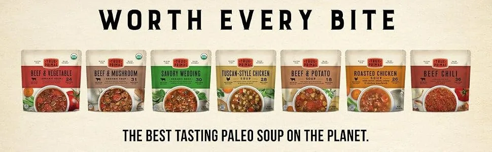 True Primal Roasted/Tuscan Chicken Variety 8-pack Ready to eat Gluten free Paleo Pastured chicken Whole30 Keto Bone broth - worth every bite