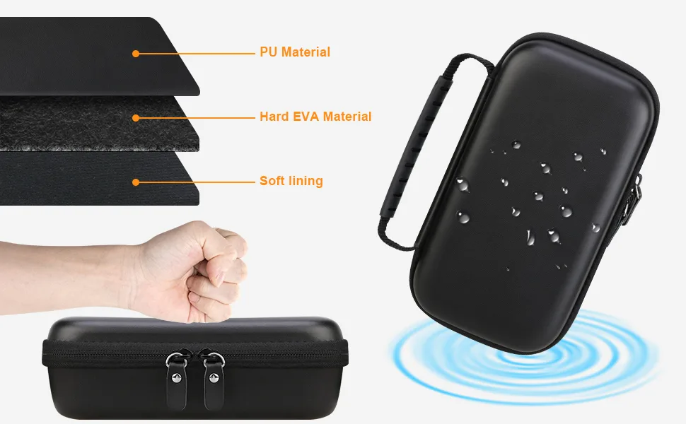 Canboc Hard Travel Case for Portable Nebulizer Machine for Adults and Kids Handheld Nebulizer Bag Mesh Pocket fit Medication or Other Essentials Black (Case Only) - Inhaler Spacer for Adults CASE