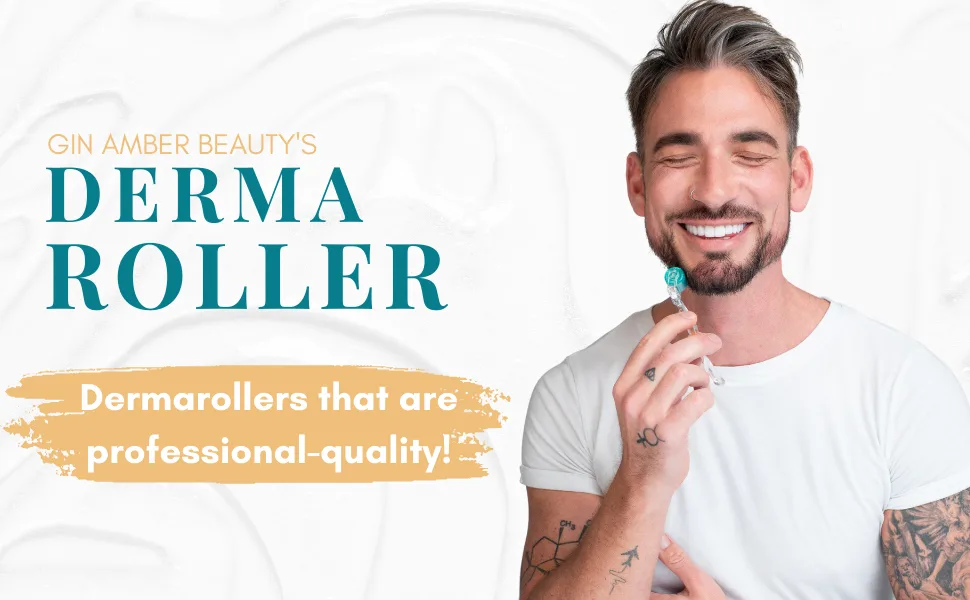 Gin Amber Beauty Derma Roller for Skin 0.25mm with Real Needles Microneedling Face Roll Microdermabrasion Tool 192 Real Individual Microneedle Face Roller with Case - Derma Roller