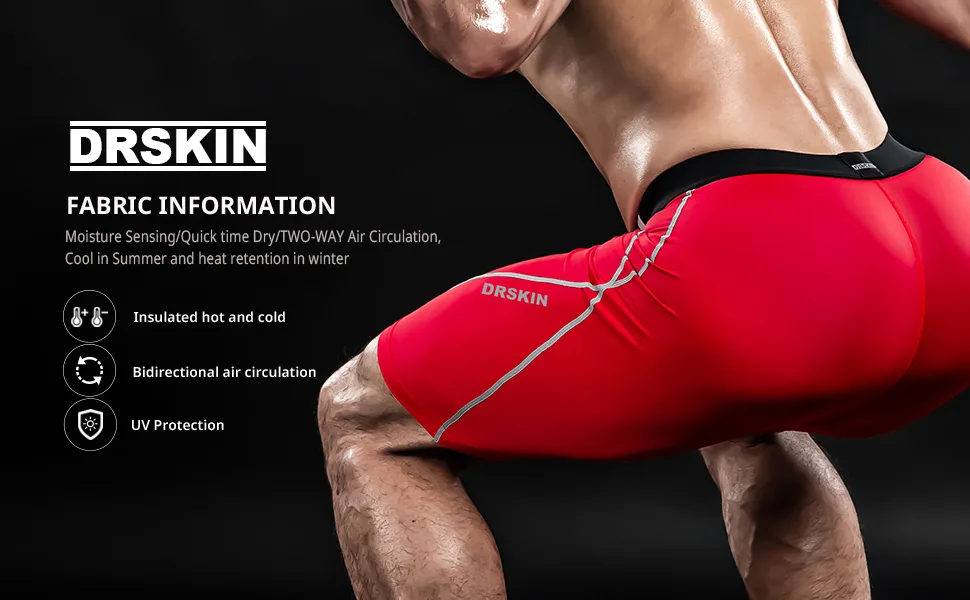 DRSKIN Men's 6 4 3 or 1 Pack Compression Shorts Pants Sports Running Tights Active Baselayer Line (Black+camo-(gray+red+black) 4pack Large - product information 2