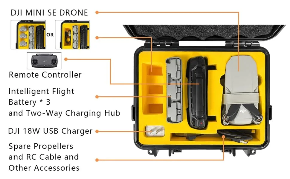judunmsk Waterproof Hard Case for DJI Mini SE Compatible DJI Mini/DJI Mini SE Compact Portable Carrying Case for Mavic Mini SE Fly More Combo Professional Drone Accessories (Only Case) Mini Se Case - DJI Mini Se