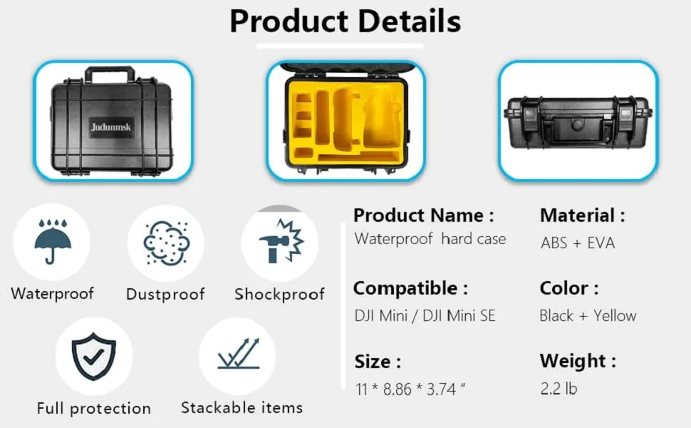 judunmsk Waterproof Hard Case for DJI Mini SE Compatible DJI Mini/DJI Mini SE Compact Portable Carrying Case for Mavic Mini SE Fly More Combo Professional Drone Accessories (Only Case) Mini Se Case - DJI Mini SE