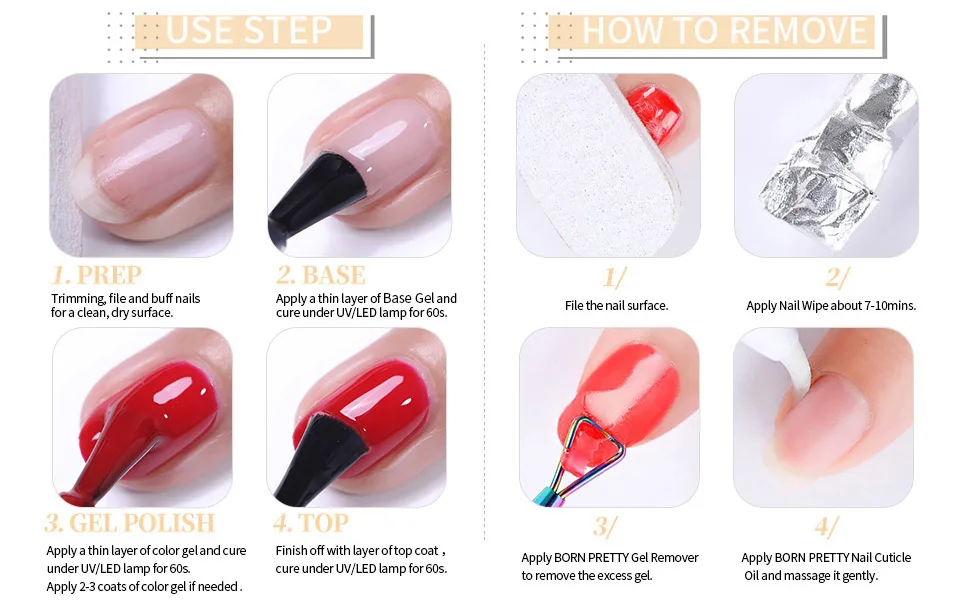 Born Pretty Base & Top Coat Not Chip or Peel Base and Top Coat Combo One Base Gel One Glossy Top Coat & One Matte Top Coat 3-Pack base top coat 3pcs 7ml - gel nail polish