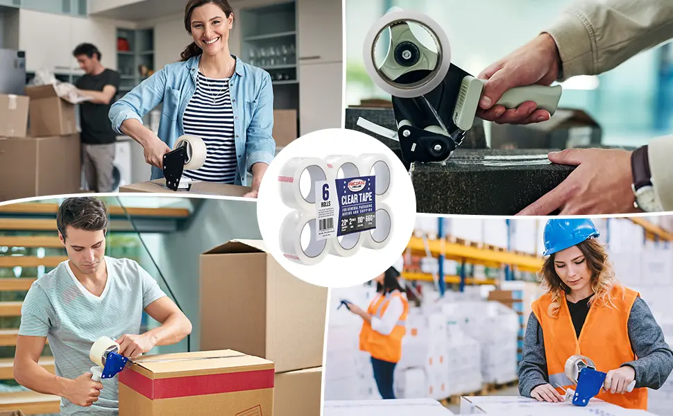 Clear Packing Tape 2 Inch Wide 2.0mil Thickness 110 Yard Per Roll Pack of 6 Rolls 6-Pack 110Yd 2inch - pacificmailer_occasions