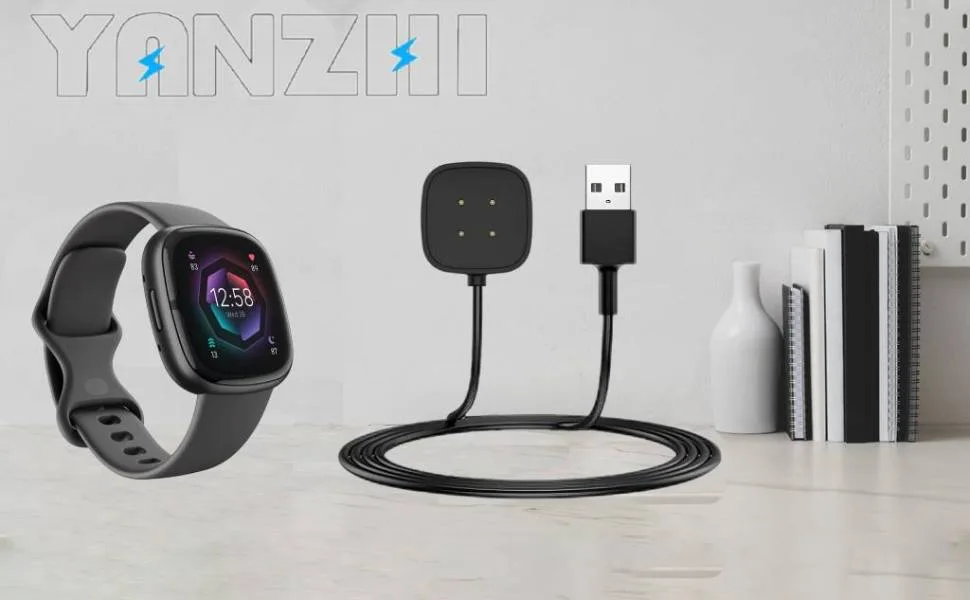 YANZHI Charger for Fitbit Versa 4 / Sense/Versa 3 / Sense 2 (2 Pack/3.3Ft Replacement Fitbit Versa & Sense Charger Charging Cable Upgraded Strong Magnet) Sense and Versa Charging Cable - product information 1