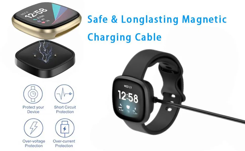 YANZHI Charger for Fitbit Versa 4 / Sense/Versa 3 / Sense 2 (2 Pack/3.3Ft Replacement Fitbit Versa & Sense Charger Charging Cable Upgraded Strong Magnet) Sense and Versa Charging Cable - product information 3
