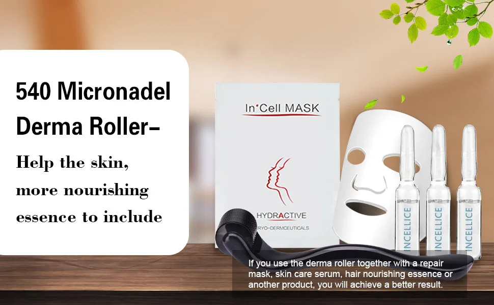 Derma Roller Beard Roller for Face Home Use 540 Titanium Micro Needle Roller for Skin Care Beard Growth Travel Case Included Black0.5 - product information 4