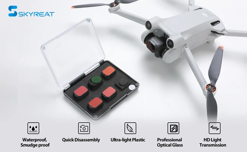 SKYREAT ND Filters Set for DJI Mini 3 / Mini 3 Pro Accessories 6 Pack-(CPL ND8 ND16 ND32 ND64 ND128) (Plastic Version) - dji mini 3 pro nd filters set