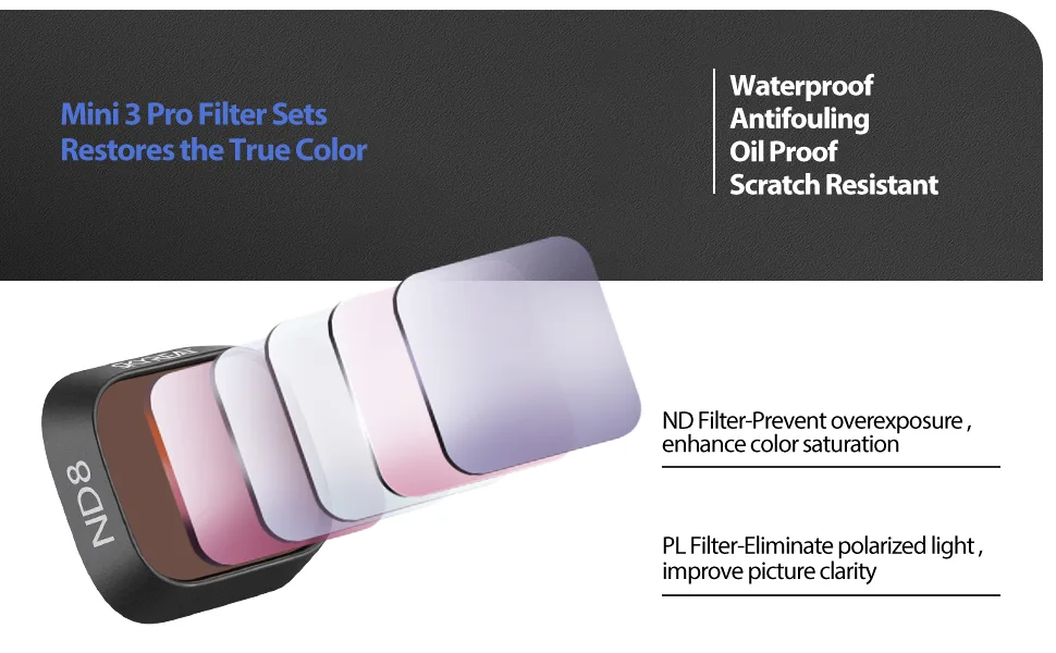 SKYREAT ND Filters Set for DJI Mini 3 / Mini 3 Pro Accessories 6 Pack-(CPL ND8 ND16 ND32 ND64 ND128) (Plastic Version) - mini 3   ?6 -2