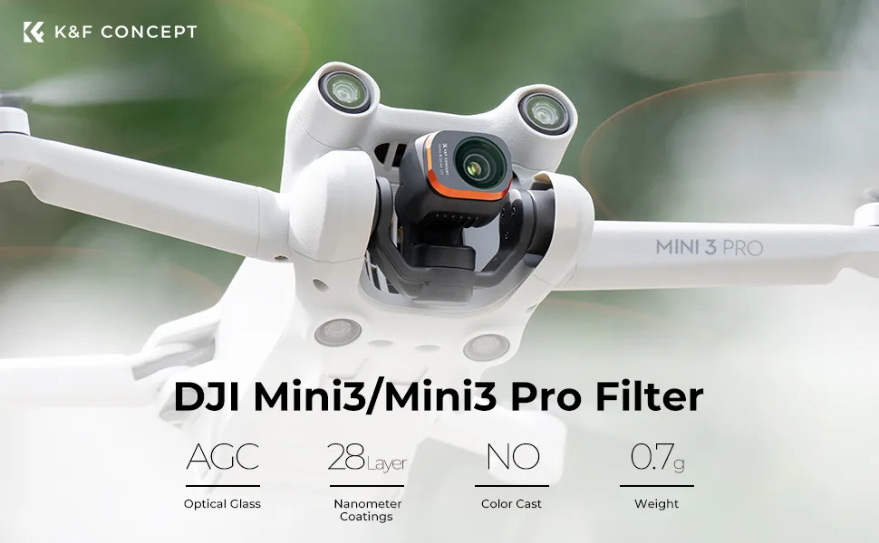 K&F Concept Mini 3/ Mini 3 Pro Variable ND Lens Filters Kit ND2-32+ND32-512(2 Pcs) Variable ND Filters 1-5 Stops + 5-9 Stops Compatible with DJI Mini 3/ Mini 3 Pro 2-Pack (ND2-32+ND32-512) - product information 1
