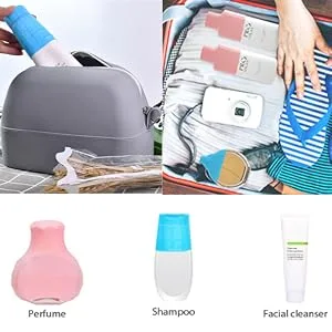 Deacocal 4 Pack Reusable Silicone Travel Accessory Elastic Sleeve for Leak Proofing For Standard and Bulk Travel Sized Toiletries(Pink) - Reusable Silicone Travel Accessory Elastic Sleeve
