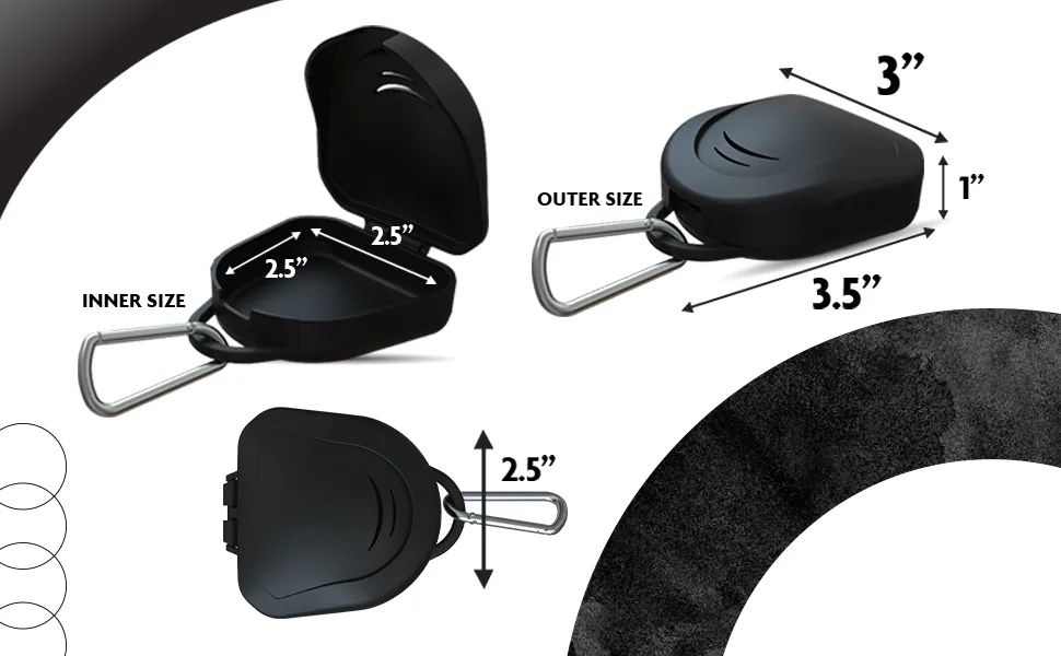 GAME ON Ventilated Protective Mouth Guard Case (Black) - Size of Premium Ventilated Case