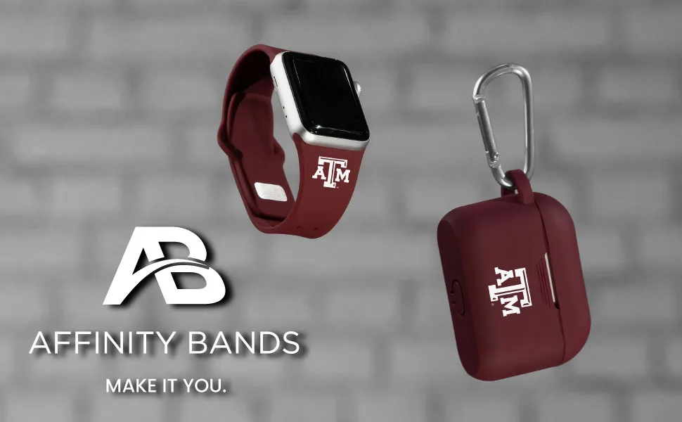 AFFINITY BANDS Texas A&M Aggies Engraved Silicone Case Cover Compatible with Apple AirPods Pro (Maroon) - Texas A&M watch bands