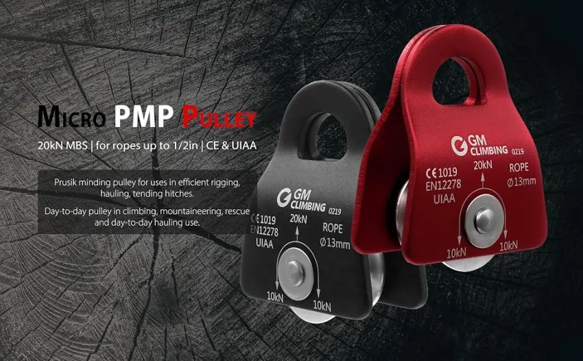 GM CLIMBING 20kN Micro Prusik Minding Pulley 1/2" CE UIAA Certified Red (Pack of 2) - GM1043 banner 2