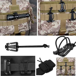 Createy Attachments for 1" Webbing Molle Bag Tactical Backpack Vest Belt Molle Accessories Kit with Molle Pouches D-Ring Grimloc Locking Gear Clip Web Dominator Elastic Strings Buckle Pack of 30 Black - tactical backpack accessories