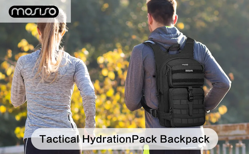 MOSISO Tactical Hydration Pack Backpack Lightweight Military Daypack Water Backpack Rucksack Bag with 3L Water Bladder Black - product information 1