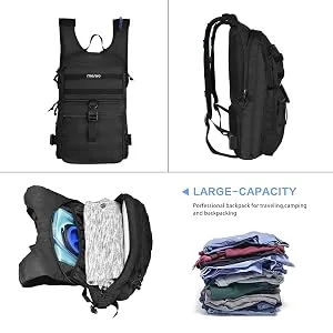 MOSISO Tactical Hydration Pack Backpack Lightweight Military Daypack Water Backpack Rucksack Bag with 3L Water Bladder Black - product information 2