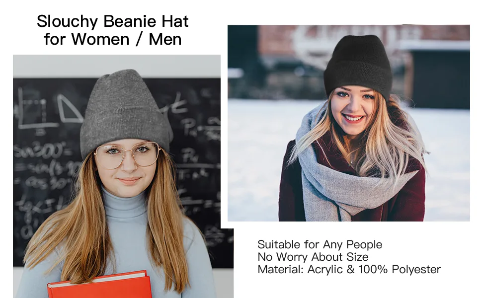 RUN BRAIN GO Beanie Winter Hats Warm Knitted Cap for Men & Women (4 Pack/2 Pack) Black & Light Gray 1 - winter hats for men
