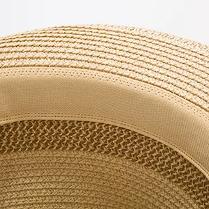 Fancet Packable Straw Fedora Panama Sun Summer Beach Hat Cuban Trilby Men Women 55-64cm XX-Large 16010-beige - sweatband