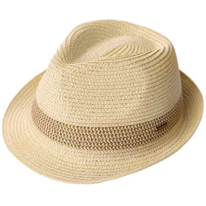 Fancet Packable Straw Fedora Panama Sun Summer Beach Hat Cuban Trilby Men Women 55-64cm XX-Large 16010-beige - XL Large Mens Straw Panama Fedora Hat Summer Beach Casual 24