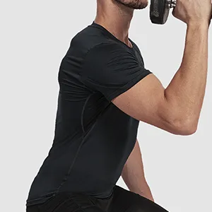 Niksa Men's Compression Shirts 5 Pack Short Sleeve Athletic Compression Tops Cool Dry Workout T Shirt Dark Black Large - Suitable for All Seasons
