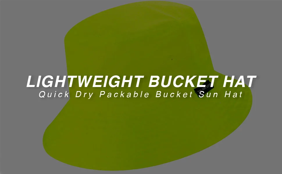 The Hat Depot Lightweight Quick Dry Polyester Packable Nylon Bucket Sun Hat Small-Medium 1. Light - Neon Lime - bucket hat
